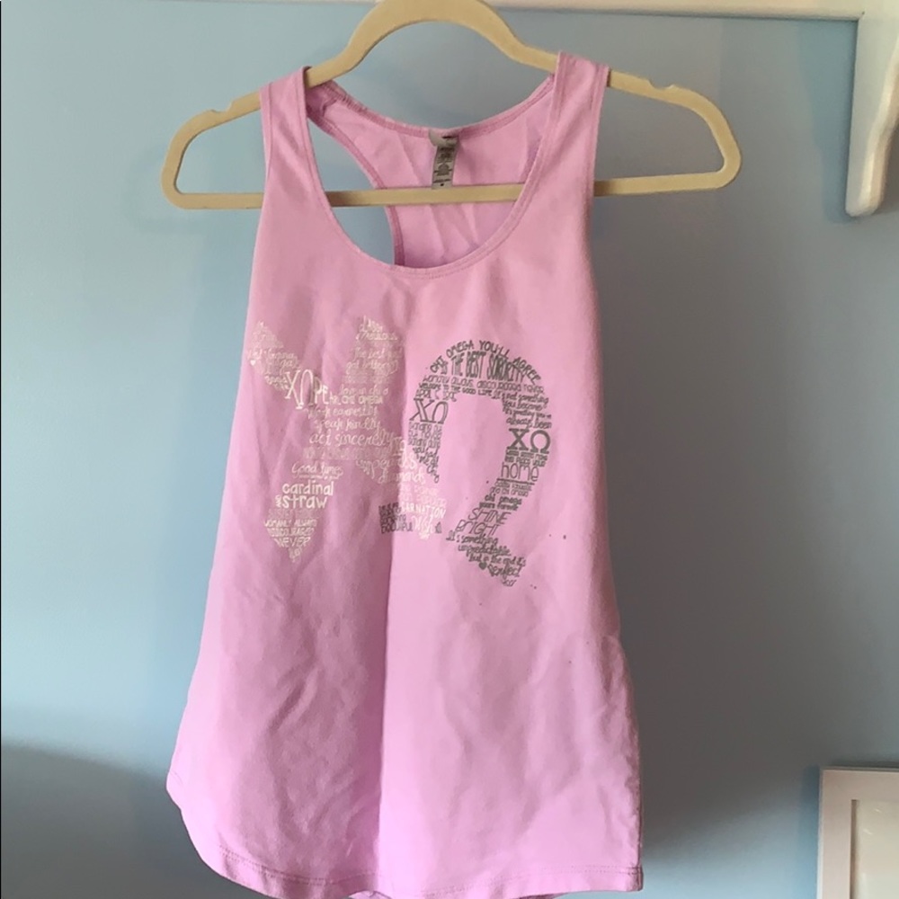 Lilac chi omega XO RACERBACK TANK *stained. Size m